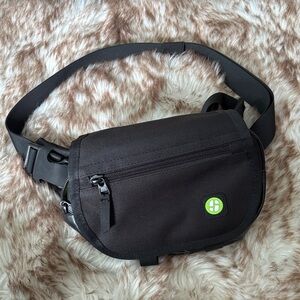 Stylish Black Belt Bag with Green Accent